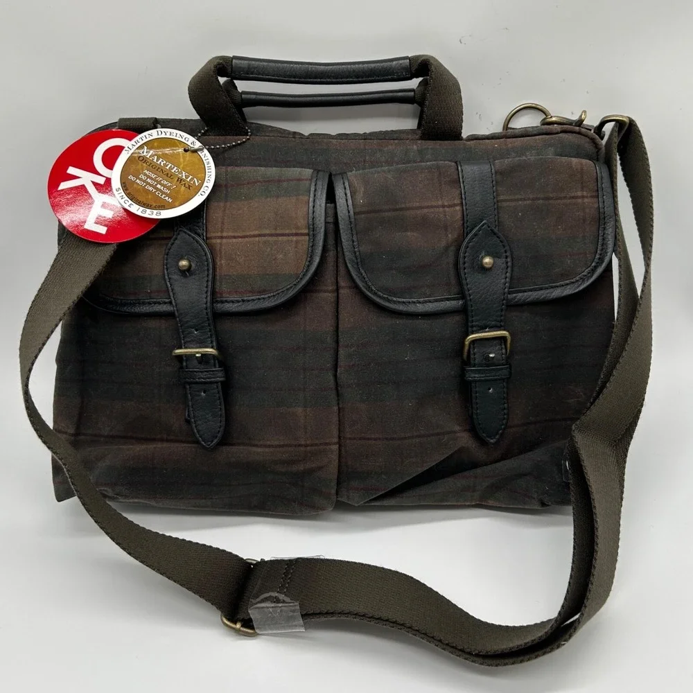 Token Bag Waxed Knickerbocker Plaid Cow Leather Laptop Bag 13